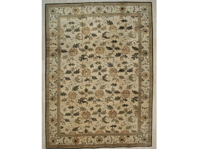 EORC FAF118BIV9X12 Handmade Wool Ningxia Rug, 9' x 12', Ivory