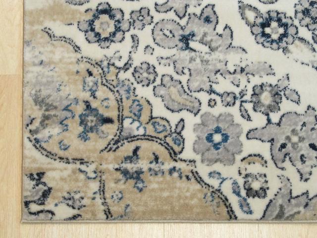 EORC FL36IV4X6 Machine-made Polypropylene Distressed Bohemian Isabella Medallion Rug, 4' 3 x 5'10, Ivory
