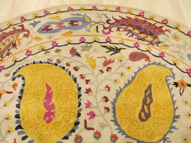 EORC IE61IV6X6R Hand-tufted Wool Paisley Rug, 6' Round, Ivory