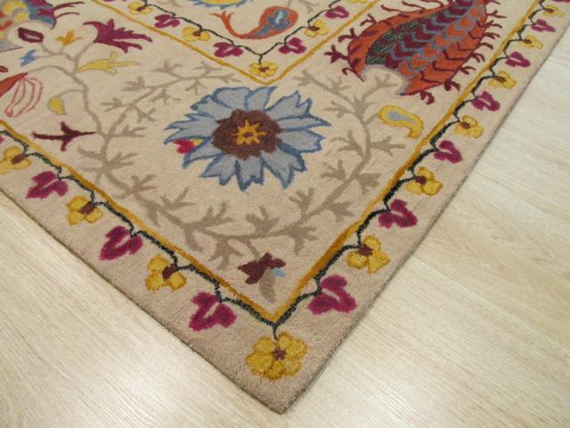 EORC IE61IV5X8 Hand-tufted Wool Paisley Rug, 5' x 8', Ivory