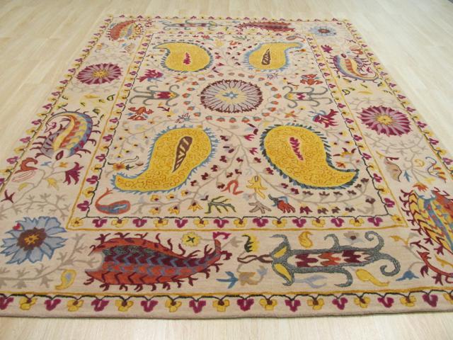 EORC IE61IV5X8 Hand-tufted Wool Paisley Rug, 5' x 8', Ivory