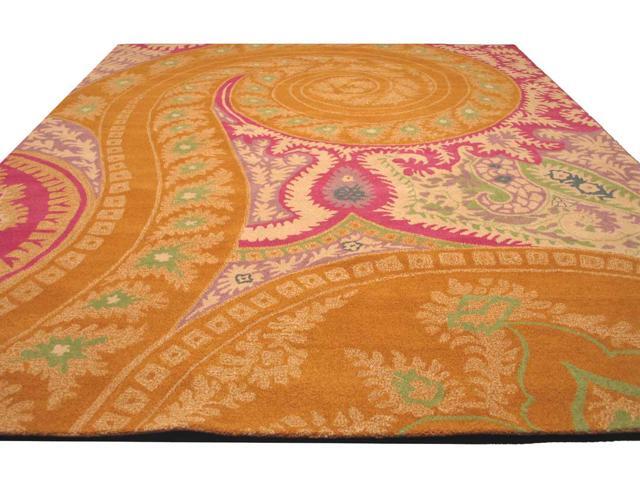 EORC IE8780B5X8 Hand-tufted Wool Paisley Rug, 5' x 8', Orange