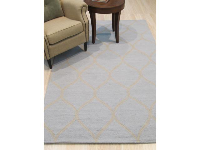 Hand-Tufted Wool Light Blue Traditional Trellis Moroccan Rug, Made in India