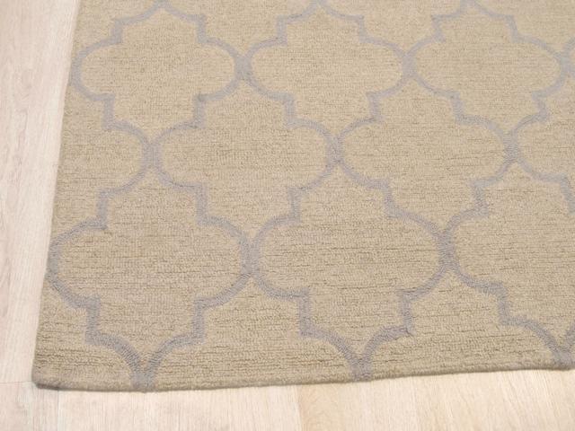 EORC ME2BG5X7 Hand-tufted Wool Moroccan Rug, 5' x 7', Beige