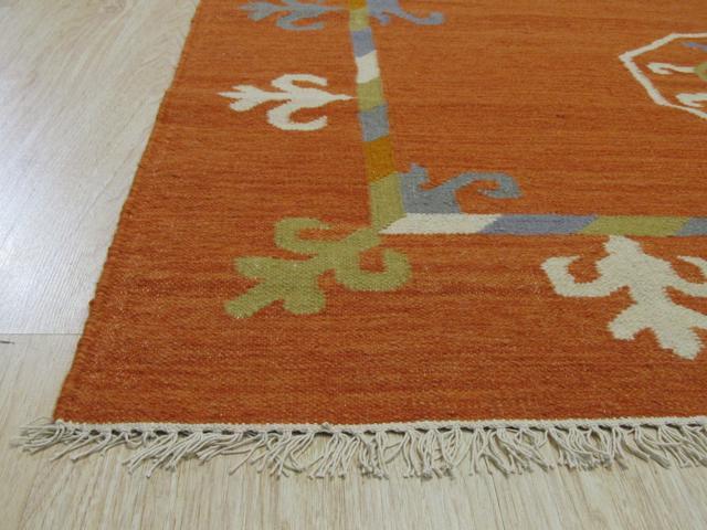 EORC OSK2RT9X12 Handmade Wool Suzani Kilim Rug, 9' x 12', Rust