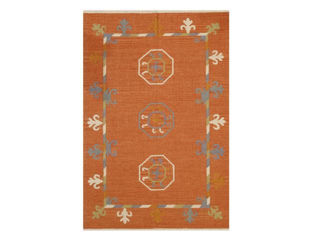 EORC OSK2RT9X12 Handmade Wool Suzani Kilim Rug, 9' x 12', Rust