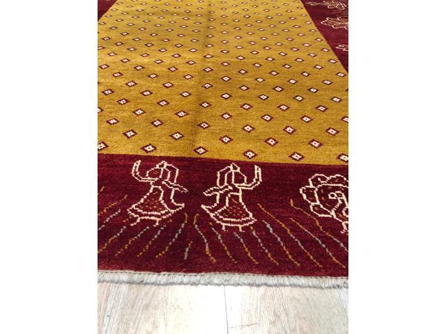EORC FAF107YL6X9 Handmade Wool Ningxia Rug, 5'10 x 9'1, Yellow