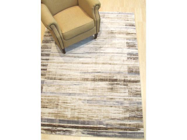 Ivory Distressed Bohemian Isabella Striped Rug, Made in India