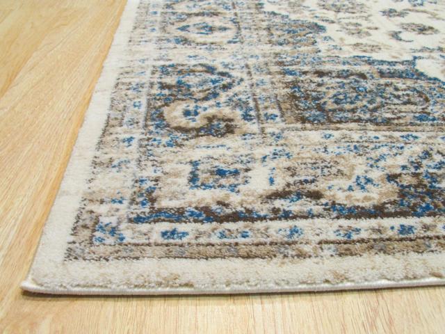 EORC FL33IV5X7 Machine-made Polypropylene Distressed Bohemian Isabella Medallion Rug, 5' 3 x 7' 3, Ivory