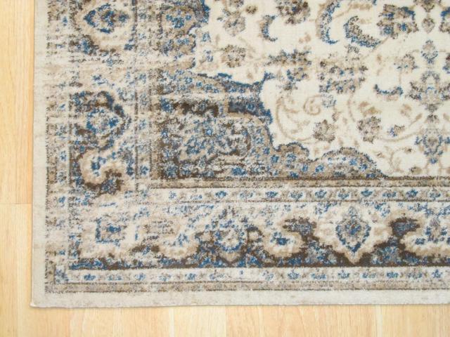 EORC FL33IV5X7 Machine-made Polypropylene Distressed Bohemian Isabella Medallion Rug, 5' 3 x 7' 3, Ivory