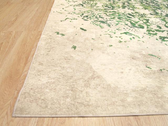 EORC FL15GN4X6 Machine-made Polyester Distressed Bohemian Moderno Medallion Rug, 4' 4 x 6' 3, Green