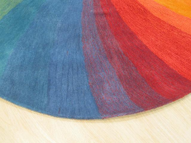 EORC T162MU4X4R Hand-tufted Wool Swirl Rug, 4' Round, Lollipop