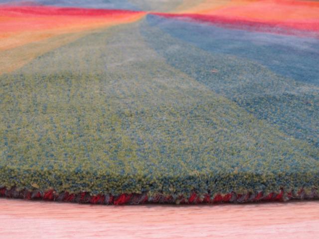 EORC T162MU4X4R Hand-tufted Wool Swirl Rug, 4' Round, Lollipop