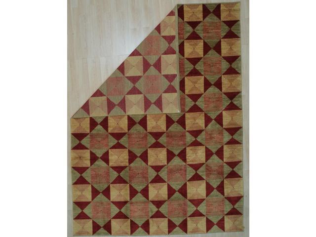 EORC FA7061RD9X12 Handmade Afghan Wool Turkish Knot Rug, 9' x 12', Red