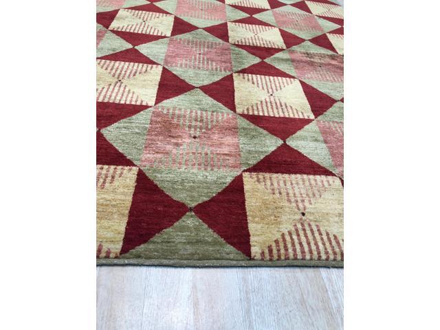 EORC FA7061RD9X12 Handmade Afghan Wool Turkish Knot Rug, 9' x 12', Red