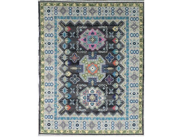 Durable and Stylish Hand Knotted Wool CHARCOAL / SILVER Traditional Classic Kazak Collection Rectangular Area Rugs