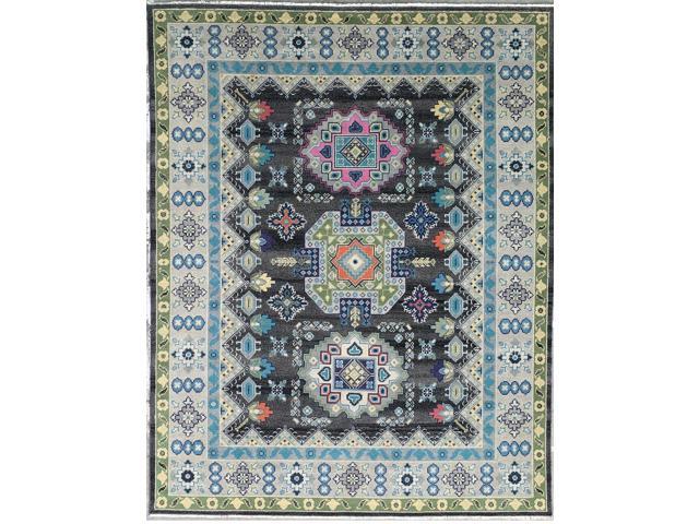 Durable and Stylish Hand Knotted Wool CHARCOAL / SILVER Traditional Classic Kazak Collection Rectangular Area Rugs