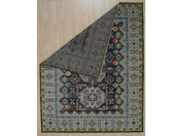Durable and Stylish Hand Knotted Wool CHARCOAL / SILVER Traditional Classic Kazak Collection Rectangular Area Rugs