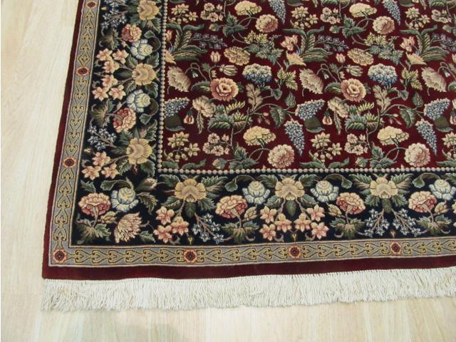 Hand Knotted Wool Red Traditional Floral Pak-Persian Rug, Made in India