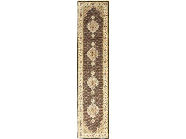 Black/Red Hand Knotted Wool Traditional Mahi Tabriz Rug, Made in India