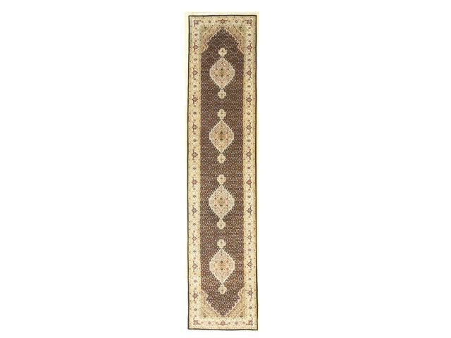 Black/Red Hand Knotted Wool Traditional Mahi Tabriz Rug, Made in India