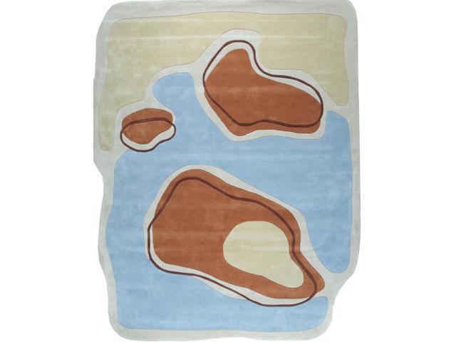 Durable and Stylish Blue Hand-Tufted Wool Contemporary Modern Rectangular Area Rugs