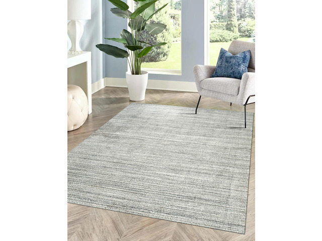 Handloomed Wool Silver Contemporary Transitional Super Grass Rug, Made in India