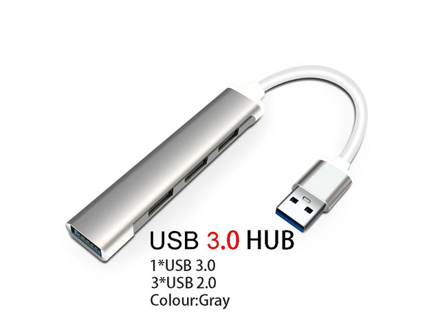 4 Ports USB Hub 3.0 Extender Type C to USB Splitter for Laptop Accessories OTG M