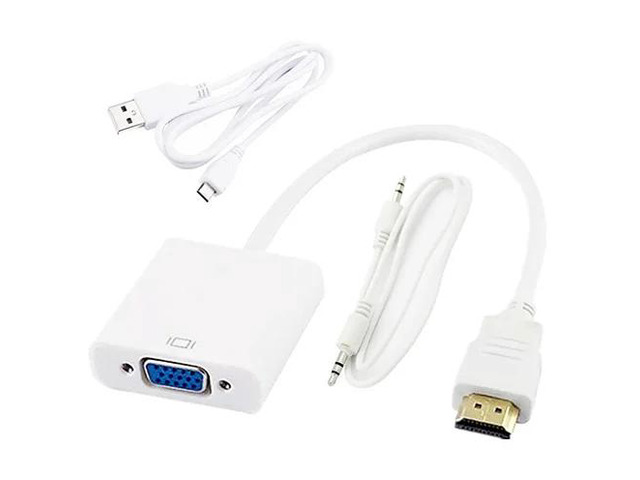 HDMI-compatible to VGA Cable HD Male to VGA Female RGB Analog VGA Video Audio Co
