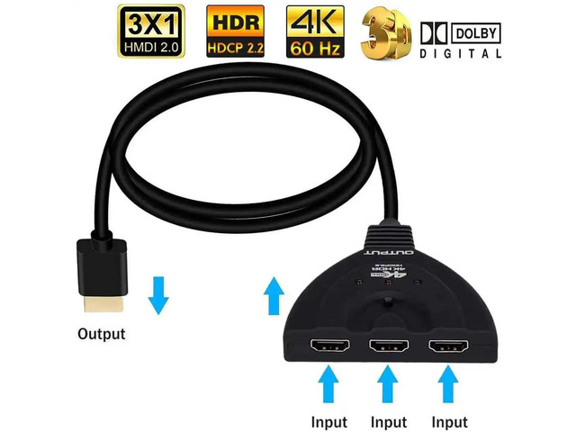 HDMI-compatible Switch 4K*2K 3D Mini 3 Port 1.4b 4K Switcher Splitter 1080P 3 in 1 out Port Hub for DVD HDTV Xbox PS3 PS4Length: