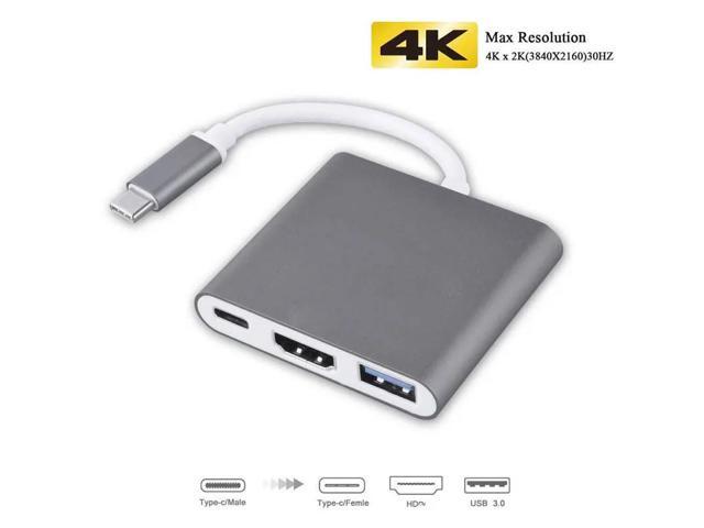 Type C hub USB C to 4K HDMI-Compatible Adapter with 100W PD Fast Charging USB 3.0 Ports for Laptops Surface Pro MacBook Air ProColor: White (3 in 1...