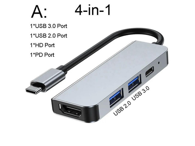 USB C Hub To HDMI-compatible Adapter OTG Thunderbolt 3 To Usb3.0 3.5mm Dock with PD TF SD for Macbook Pro/Air M1 Galaxy S21 S20Color: Yellow (4 IN...