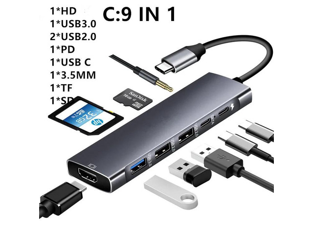 USB C Hub To HDMI-compatible Adapter OTG Thunderbolt 3 To Usb3.0 3.5mm Dock with