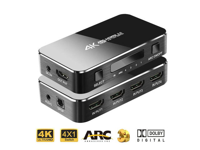 HDMI-compatible Switch 2.0 4K Splitter Switch 4 In 1 Out HDMI-Switcher Audio Ext