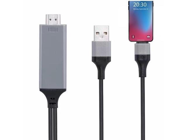 Lighting to HDMI-compatible Splitter Cable Converter 1081P Digital AV Adapter Phone Accessories for iPhone iPad To TVLength: 2m Color: Black (Grey)