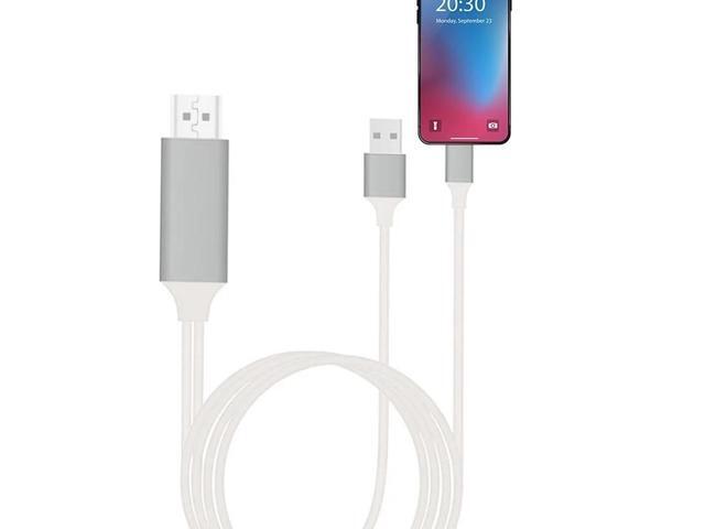 Lighting to HDMI-compatible Splitter Cable Converter 1082P Digital AV Adapter Phone Accessories for iPhone iPad To TVLength: 2m Color: white (white)