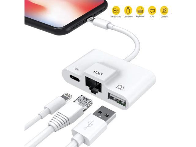 Charger Adapter connector For Lightning to LAN 1000M 100M Ethernet RJ45 Adapter OTG USB Camera Reader For iPhone/iPadLength: 1.5m (100M LAN)