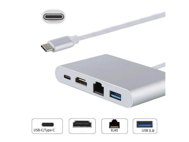 Type C Thunderbolt 3 to HDMI-compatible Lan Ethernet Adapter USB-C PD USB 3.0 Hu
