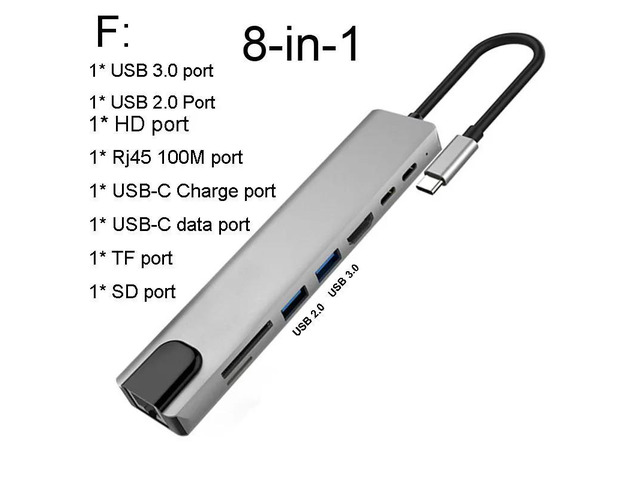USB C HUB Docking Converter USB 3.0 4K HDMI-compatible Type-C 100W PD Charging A