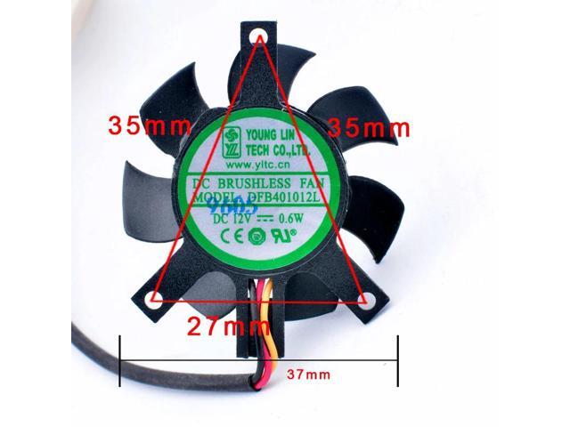 DFB401012L DC12V 0.6W Diameter 37mm hole pitch 35x35x27mm 3 wires, cooling fan for soft router heat sink