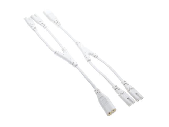 IEC320 C8 to 2X C7 Y Split AC Power Cord, IEC Figure 8 Male to 2 Female 1 in 2 Out AC Power Cable, Length=32CM Color:White