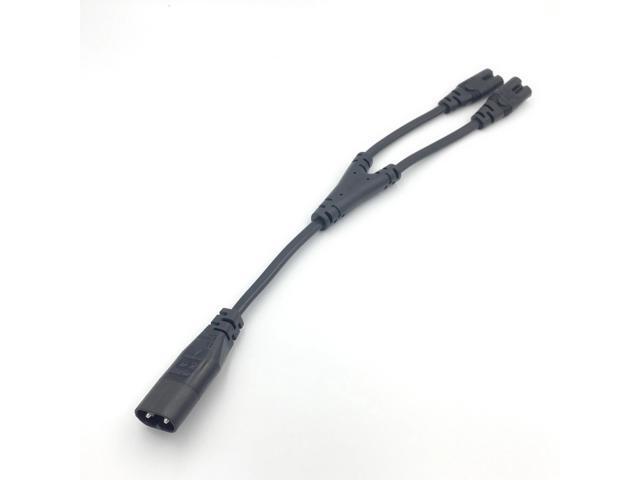 IEC320 C8 to 2X C7 Y Split AC Power Cord, IEC Figure 8 Male to 2 Female 1 in 2 Out AC Power Cable, Length=32CM Color:Black