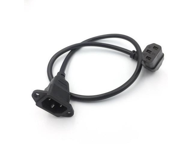 IEC320 C14 to C13 Extension cord C14 with screw holes and C13 Angled 60cm lenght H05VV-F 3G (Up Angel) (0.3M)