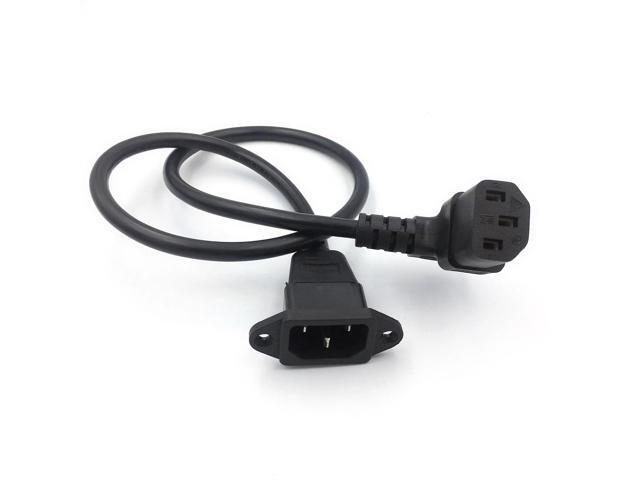 IEC320 C14 to C13 Extension cord C14 with screw holes and C13 Angled 60cm lenght H05VV-F 3G (Down Angel) (0.3M)