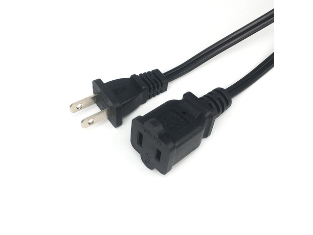 AC power supply 2-Prong male/female extension Cord cable US plug,NEMA 1-15P To 1-15R AC Power Cord 10A Length:(1M)
