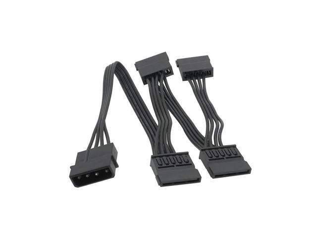 60CM 1 4Pin IDE to 4 15Pin SATA Power Supply Splitter Cable Male to Female Cord for DIY PC Sever Hard Disk Drive HDD SSD(1 IDE to 4SATA)