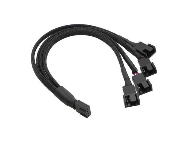 PWM Fan Splitter 4pin Adapter Cable 1 to 4 Computer CPU Cooler Fan Splitter PC Chassis Fan Extension Power Cable(Small 4Pin 1 to 4)(27cm)
