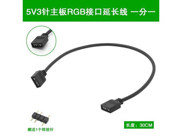 ARGB 5V 3Pin Extension Cable Adapter 30cm 1 to 1 12v 4pin RGB Splitter Cable for MSI A SUS ASRock AURA LED(5v 3pin 1-1 0.3m)