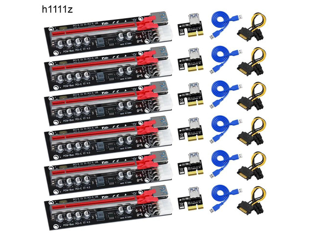 6PCS PCIE Riser for Video Card Graphic Card GPU Mining 6 Pin Power PCI-E 16X Ris