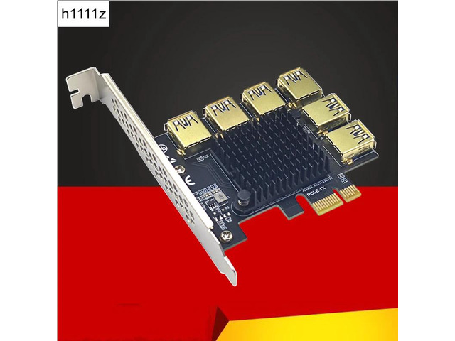 Gold PCI Express Multiplier Riser PCIE 1 to 6 PCI Express X16 USB Miner Adapter